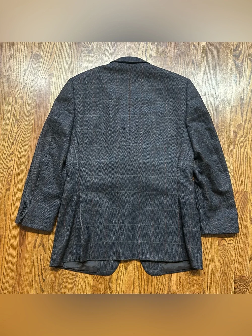Ermenegildo Zegna Wool & Cashmere Sport Coat Size 50 R Windowpane Plaid Grey